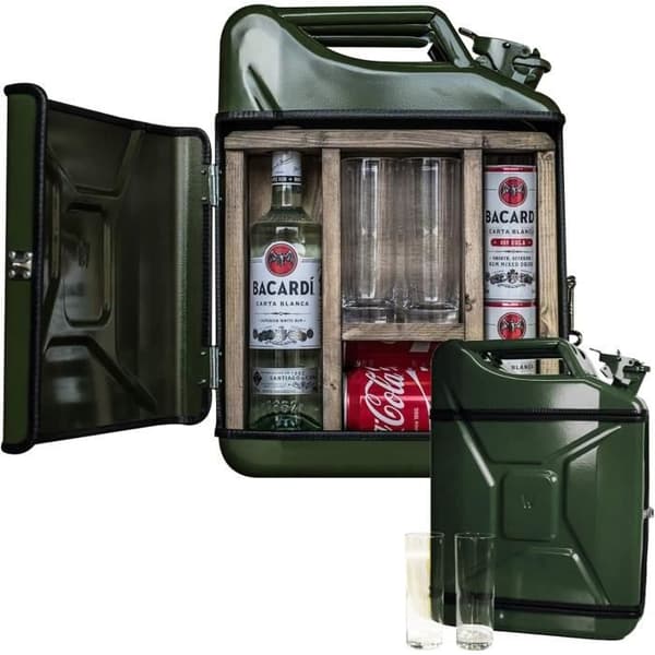 Jerrican Mixdrycker 20L Jerrican Bar för Whisky Metall Jericane Verde 46,5 x 34,5 x 14 cm Rörlig Bar Whiskeybar Ca