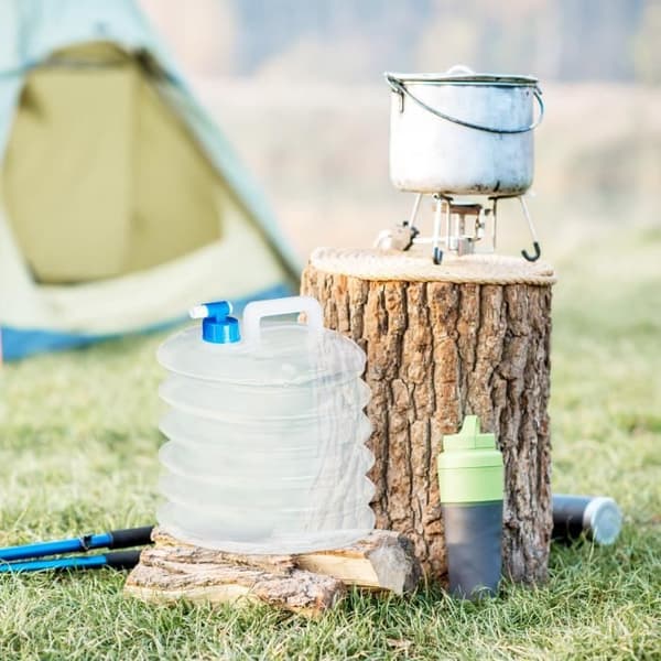 Relaxdays Oval, hopfällbar jerrycan Set med 4 för camping, festival, BPA-fri vattenbehållare 5 L, 10 L, 15 L - 4052025968007