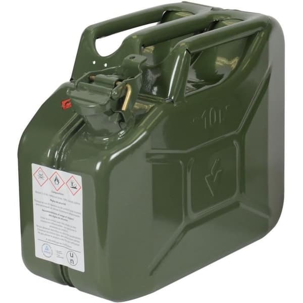 Jerryburk i metall - JARDIN PRATIC - 10L - armygrön - rostsäker och bränslebeständig