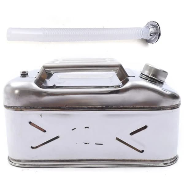 Rostfritt Stål Bränslekanister, 10L Kapacitet, Läckagesäker Design,Silver