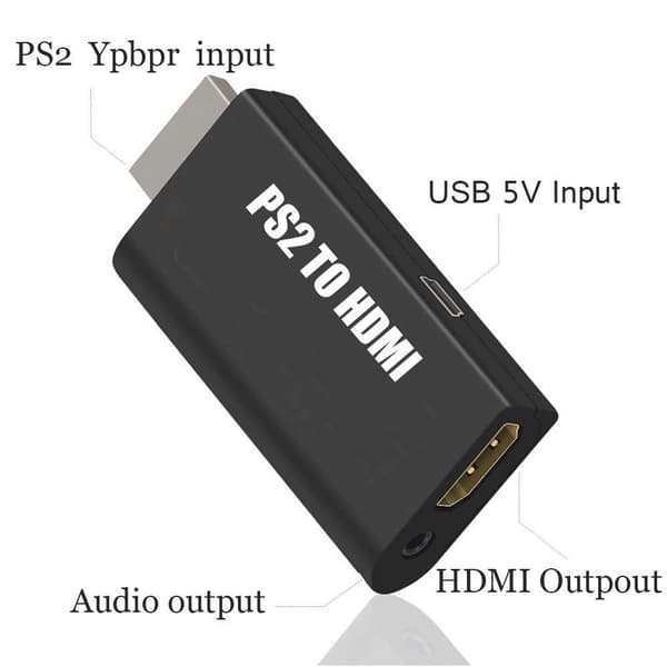 INF PS2 til HDMI-adapter med 3,5 mm lydudgang til HDTV/HDMI