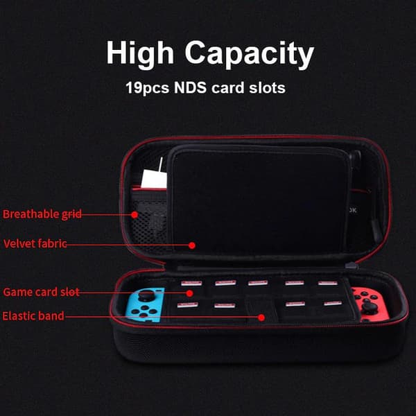 Suuri musta kova säilytyskotelo, Kompatibel med Nintendo Switchille