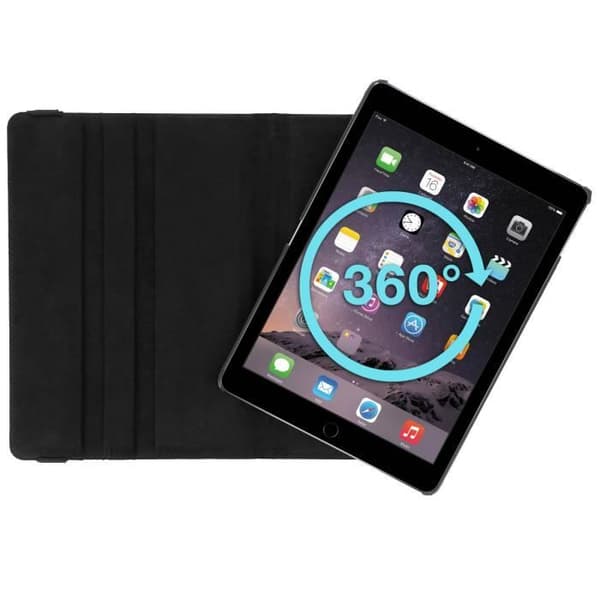 Skyddsetui - Apple - iPad Pro 9.7 - iPad Air 2 - Svart - Eco-läder - 360° roterbar