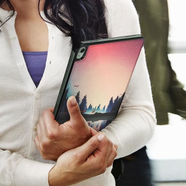 Hus - Apple - iPad Air 2020 - Mönster Skog Orange - Ekoskinn - Video/Keyboard Stöd