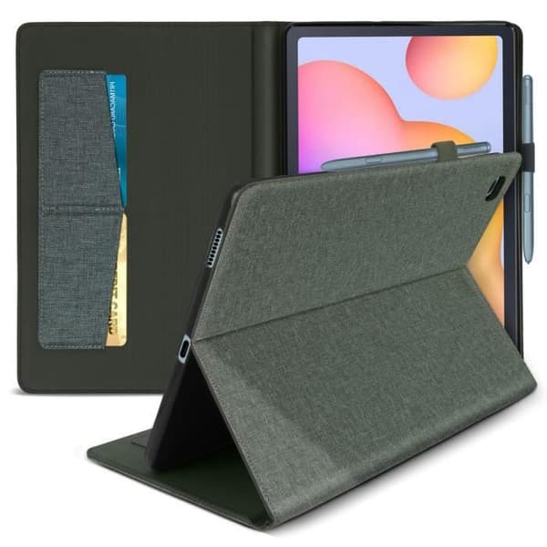 Hus - Samsung - Galaxy Tab S6 Lite - Ekoskinn - Kortfack - Stödfunktion - Grå
