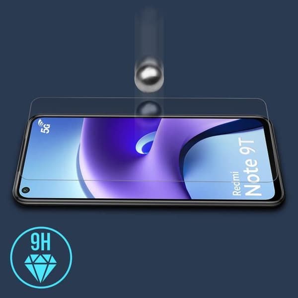 Skärmskydd av härdat glas - Xiaomi - Redmi Note 9T 5G - 9H Antifingeravtryck - Vit