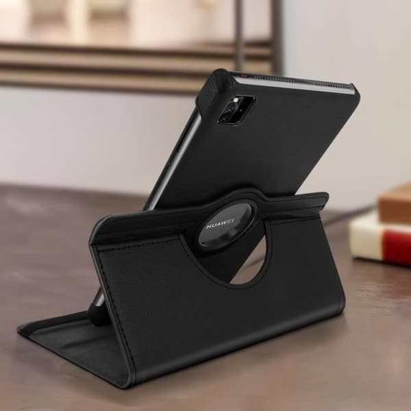 Hållare - Huawei - MatePad Pro 12.6 - Rotationsfodral 360° - Ekologiskt läder svart - Fullständigt skydd
