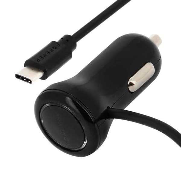 Bilscharger - Forever - 2.1A - USB Typ-C - Tvinnad kabel - 1,5 m