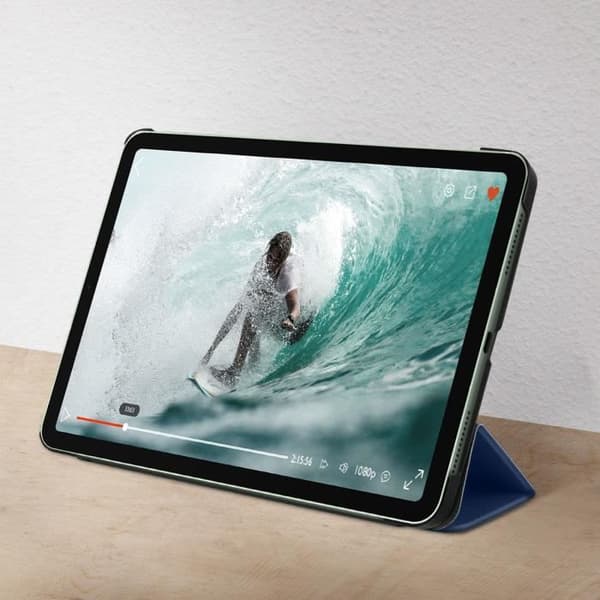 Housse - Apple - iPad Air 2020 - Tunn design - Videostöd - Tangentbord - Ekoskinn Mörkblå