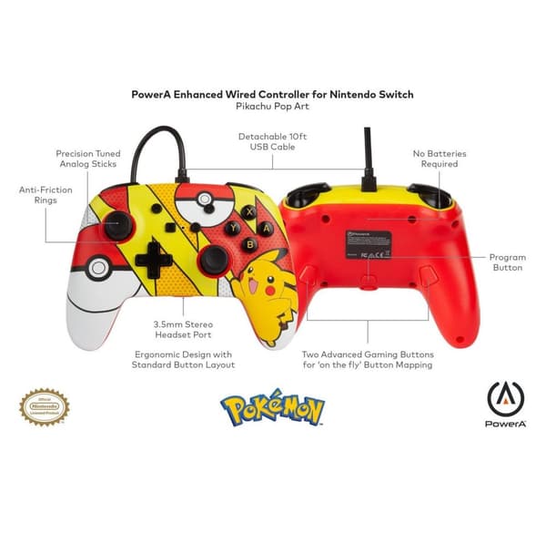 PowerA Pikachu Pop-Art Enhanced Wired Controller for the Nintendo Switch