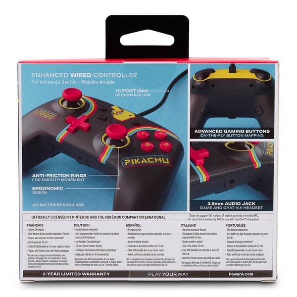 PowerA Pikachu Arcade Enhanced Wired Controller for the Nintendo Switch