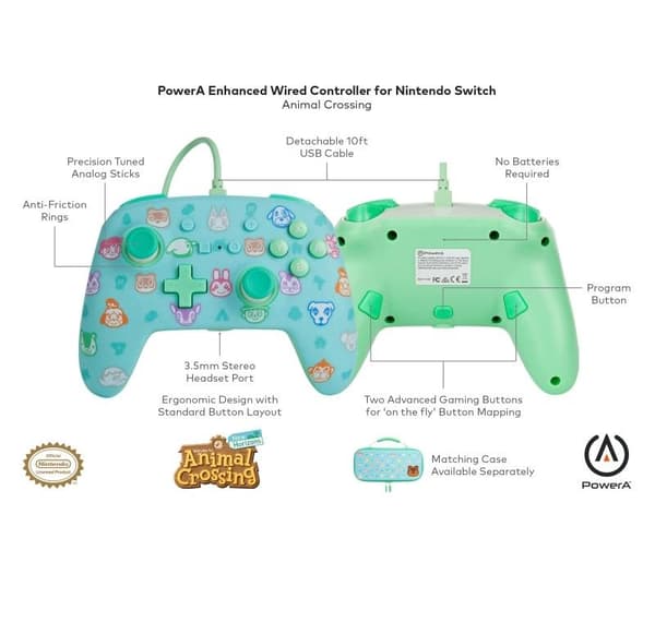 PowerA Smiley Animal Crossing Enhanced Wired Controller for Nintendo Switch
