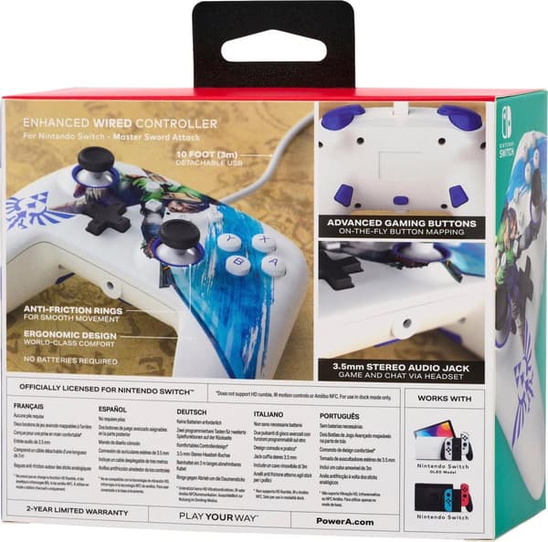 PowerA Link with sword white attack Zelda Enhanced Wired Controller Switch