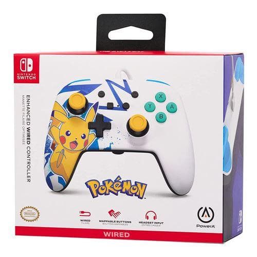 PowerA Pikachu White attack Enhanced Wired Controller for the Nintendo Switch