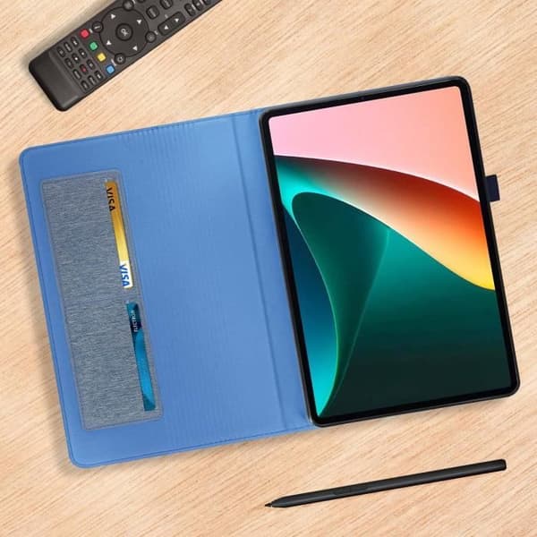Hus - Xiaomi - Pad 5 och Pad 5 Pro - Ekologiskt läder - Integrerat stöd - Kortförvaring