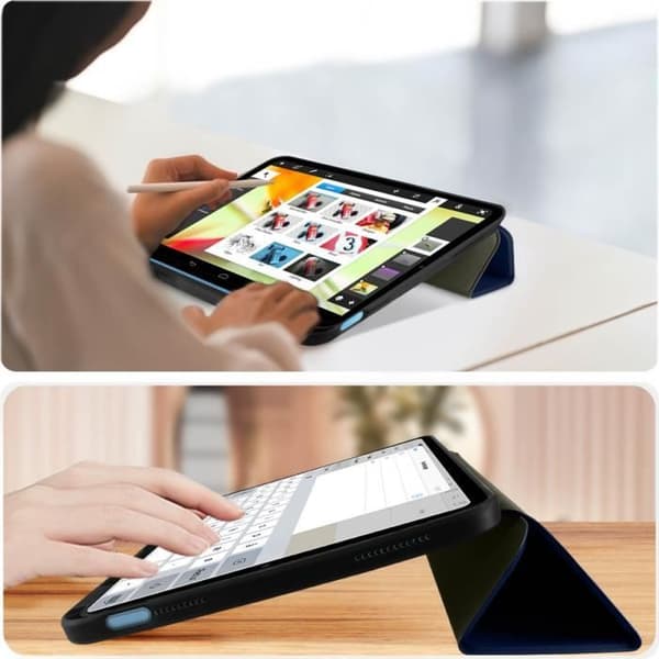 Hölster för iPad 10.9 - Ekoskinn - Mörkblå - Videostativ - Tangentbord - Fullständigt skydd