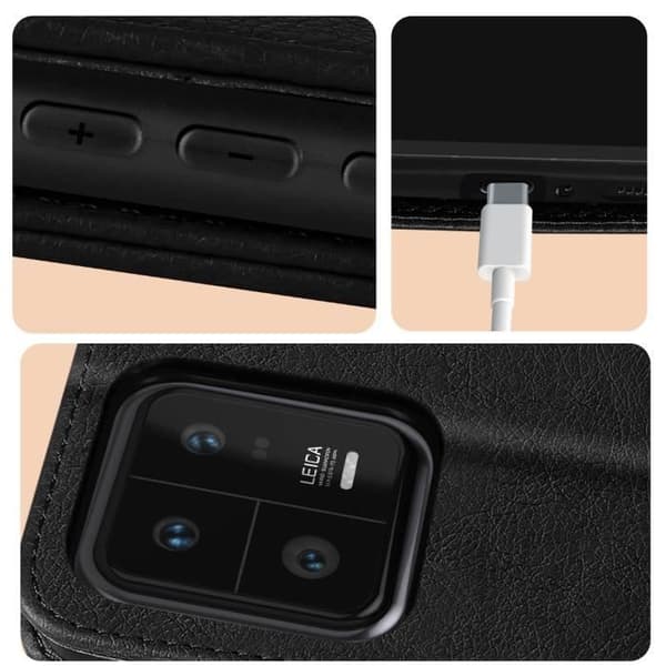 Fodral till Xiaomi 13 Pro - Chesterfield - Kortförvaring - Videostöd - Svart