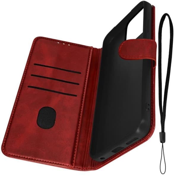 Nokia C32 Röd Handledsrem Flip-fodral
