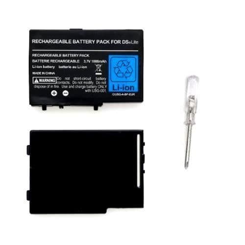 Ersättningsbatteri - iDiffusion - Nintendo DS Lite - 2000mAh - Med skruvmejsel - Svart