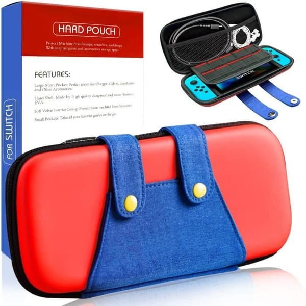 Transportväska - PIMPIMSKY - Nintendo Switch - Hårda Fodral - Stötbeständig - Röd och Grön
