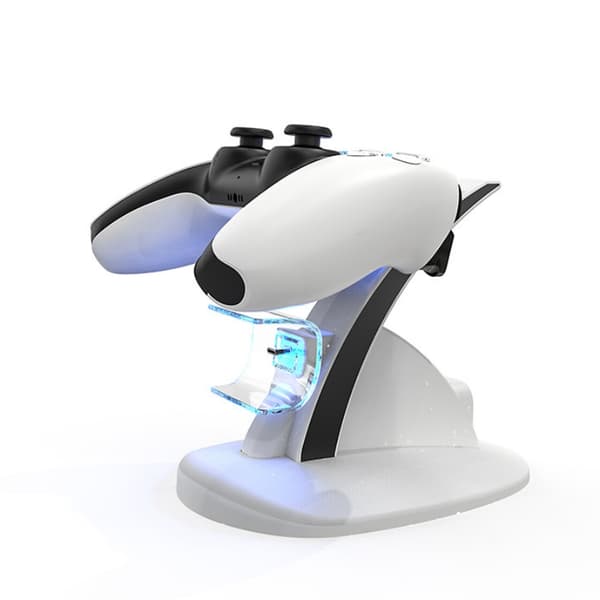 INF PS5-kontroller ladestasjon med doble spor Hvit