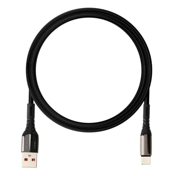 USB-kabel till USB-C - LinQ - 1m - Snabbladdning 5A - Flätad nylon - Svart