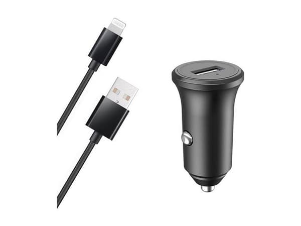 Laddare Bil - Bigben - 12W - 2.4A - USB A/Lightning Kabel - Återvunnen plast