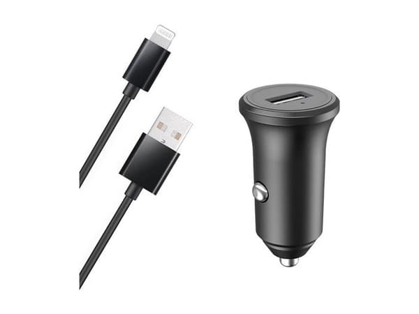 Laddare Bil - Bigben - 12W - 2.4A - USB A/Lightning Kabel - Återvunnen plast