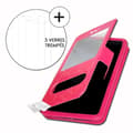Miniatyrbild 1 av 4: Super Pack-fodral för Huawei Y7p Extra Slim 2 Eco-läderfönster + 2 högtransparens skyddsglasögon ROSA