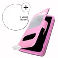 Miniatyrbild 1 av 4: Super Pack Cover för Duoduogo J5+ Extra Slim 2 Eco-läderfönster + 2 högtransparens skyddsglasögon FUSHIA PINK