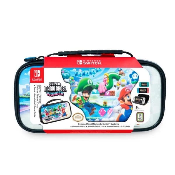 Transportväska - Nintendo - Super Mario Wonder - Kompatibel med Lite och OLED - Förvaring för 5 spel - Svart