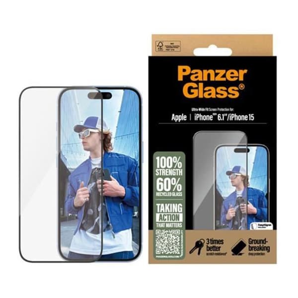 iPhone 16 skärmskydd med UWF Privacy Filter Panzer Glass Clear Black