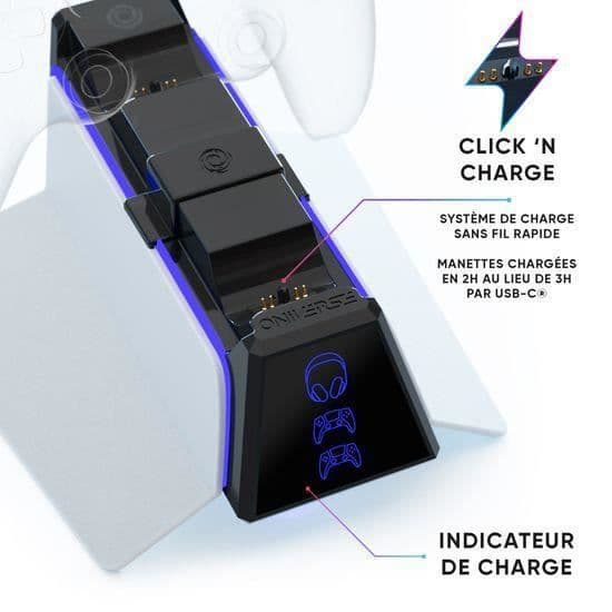 Laddningsstation - Oniverse - PS5 - Snabbladdning - 3 enheter samtidigt - USB-C