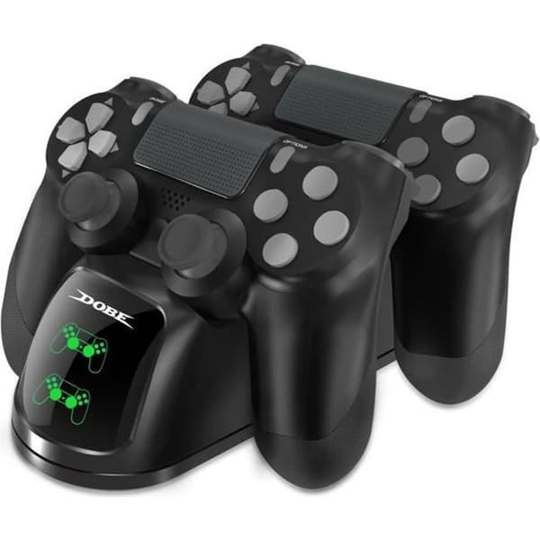 PS4 Dual Dock USB-laddning med LED-indikator Laddningsstation för PS4 / PS4 Slim / PS4 Pro Controller Svart