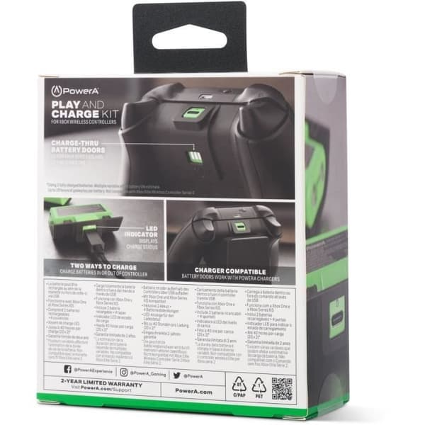 Play &amp; Charge Kit - POWER A - XBPW0119-01 - För Xbox Series X|S trådlösa handkontroller - Svart