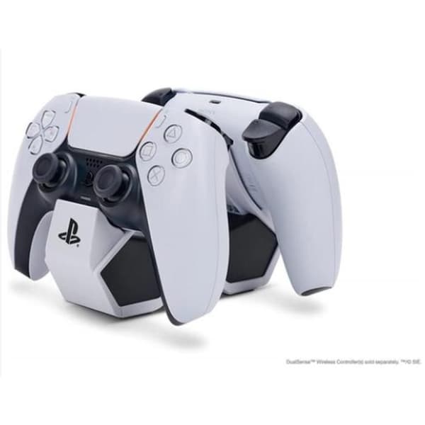 Dubbel laddstation - POWER A - PS5 DualSense - Vit - Laddar 2 handkontroller samtidigt - LED indikator