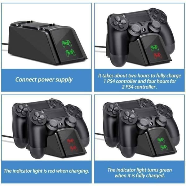 Laddare för PS4-kontroll, Laddare PS4 med USB-kabel och LED-indikator, Ställ för PS4-kontroll för PS4/ PS4Pro/ Play Station4 /PS Slim