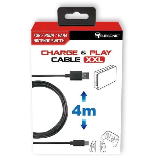 USB C XXL laddningskabel för Nintendo Switch-konsol och tillbehör Pro Controller, Joy-Con - Subsonic