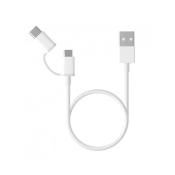 2-i-1 USB-kabel - Xiaomi - Mi - Micro USB & Type C - 1m - Snabbladdning - Vit