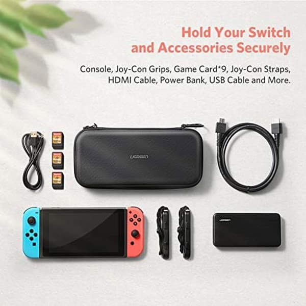 Ugreen bärväska för Nintendo Switch, hårt bärbart bärskal med 9 platser för