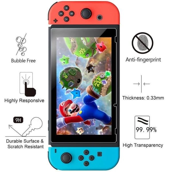 Härdat Glas för Nintendo Switch [Pack med 2] Skydd Film Resistenta Skärmskydd Anti-Rip Phonillico®
