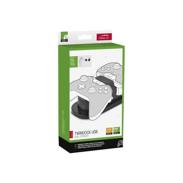 SPEEDLINK TWINDOCK USB Dual Charger Laddningsställ för trådlös spelkontroll på kabel: svart USB för Microsoftâ € ¦