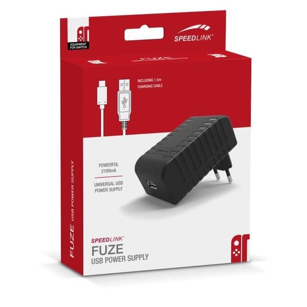 FUZE USB Strömadapter - för Nintendo Switch, svart