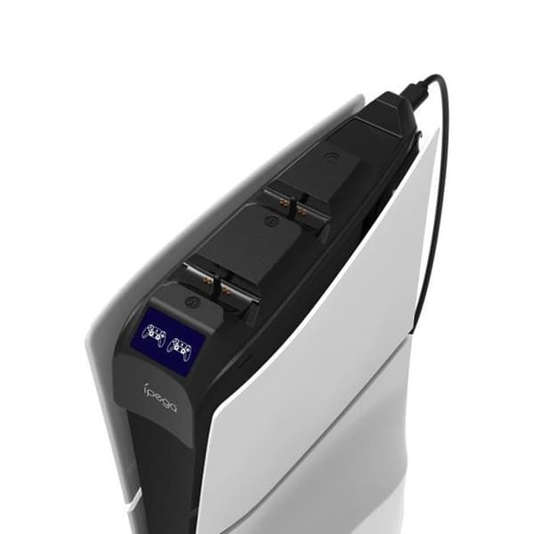 Dubbel laddningsstation för PS5 Slim med headset- och kontrollstativ Ipega Vit / Svart