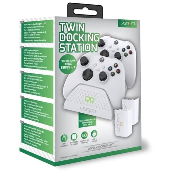 Dubbelladdningsstation för Xbox Series-kontroller - Venom - VS2871 - Vit