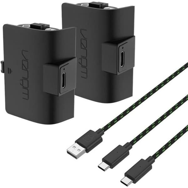 Hög kapacitet 1100mAh uppladdningsbart dubbelt batteripaket - svart för Xbox Series X &amp; S / Xbox One - Venom