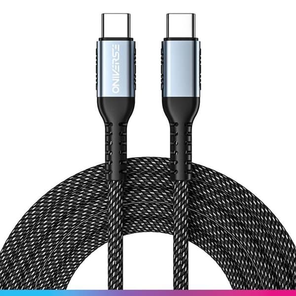 USB-C-kabel - Oniverse - 100W - 2m - Flätad - Kompatibel med PS5, Xbox, Switch, PC, Mac, iPhone 15