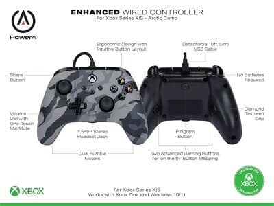 Arctic Camo PowerA Enhanced Wired Controller for Xbox Series S/X