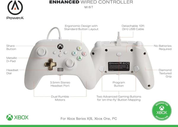 Mist / Vit PowerA Enhanced Wired Controller for Xbox Series S/X