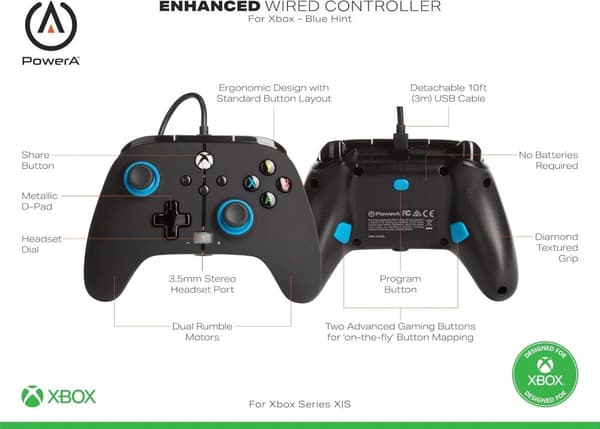 Blue Hint PowerA Enhanced Wired Controller for Xbox Series S/X
